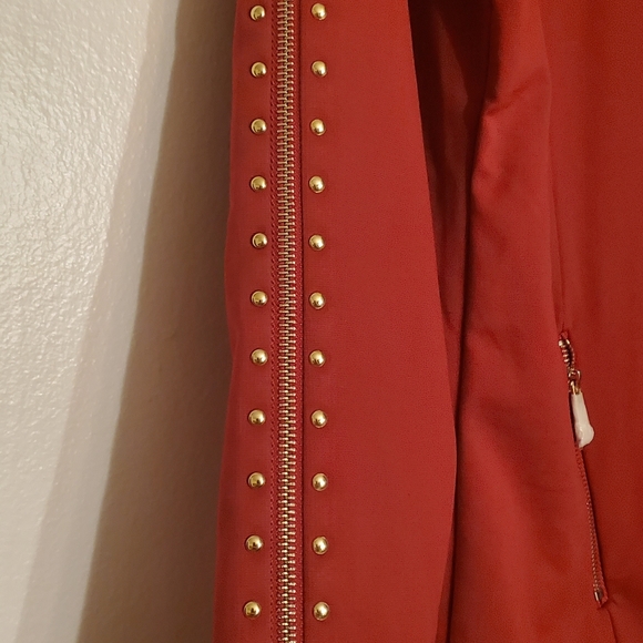 K. Jordan XL burnt orange studded blouse with zip sleeves - Picture 3 of 5